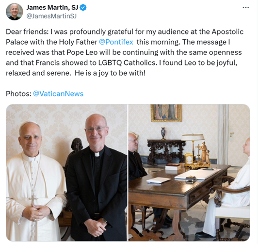 James Martin SJs post on X (Twitter)